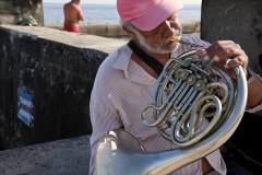 Man playing flugelhorn, Havana, 2015